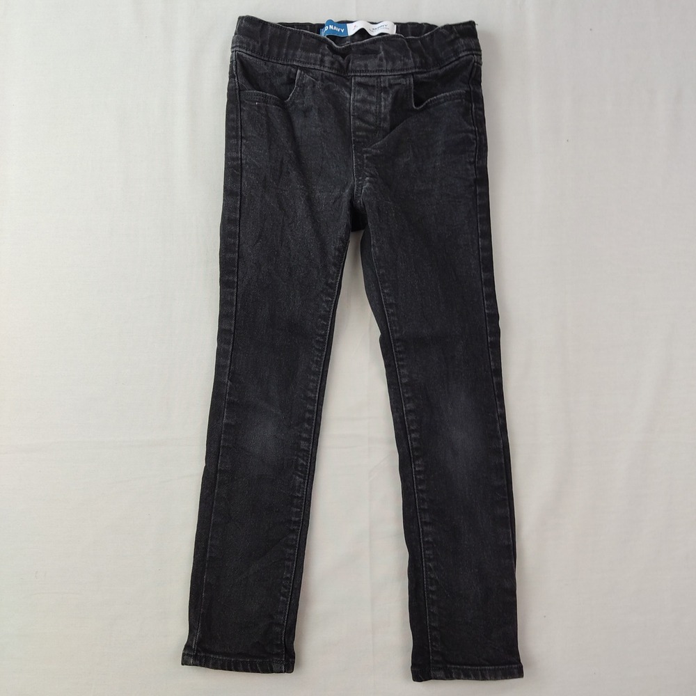 Old Navy Jeans Kids Size S 6-7 Black Skinny Built-In Tough Pull On Denim Pants